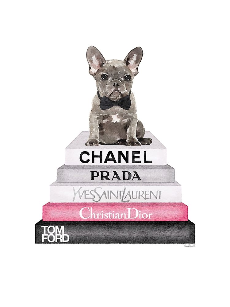 Grey Frenchie Bookstack art print by Amanda Greenwood for $57.95 CAD