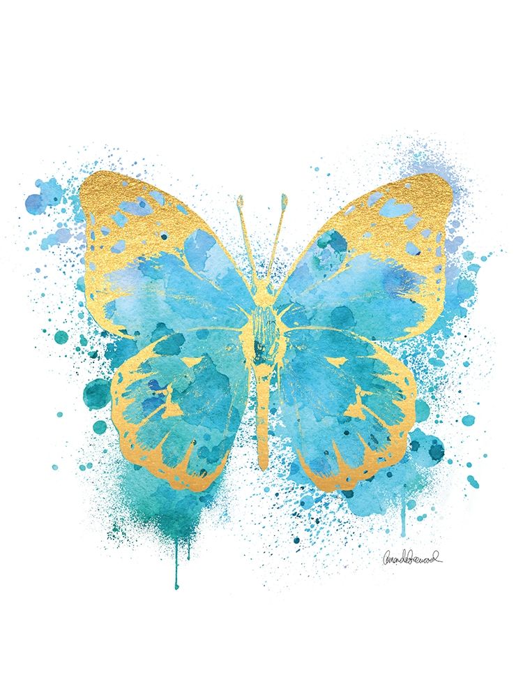 Butterfly Gold and Blue art print by Amanda Greenwood for $57.95 CAD