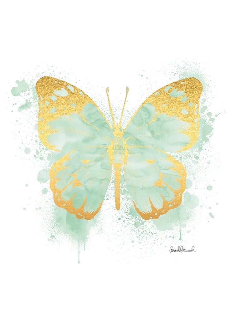 Butterfly Gold and Mint art print by Amanda Greenwood for $57.95 CAD