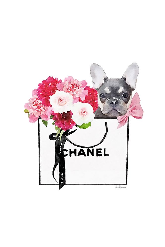 Frenchie and Shopping art print by Amanda Greenwood for $57.95 CAD