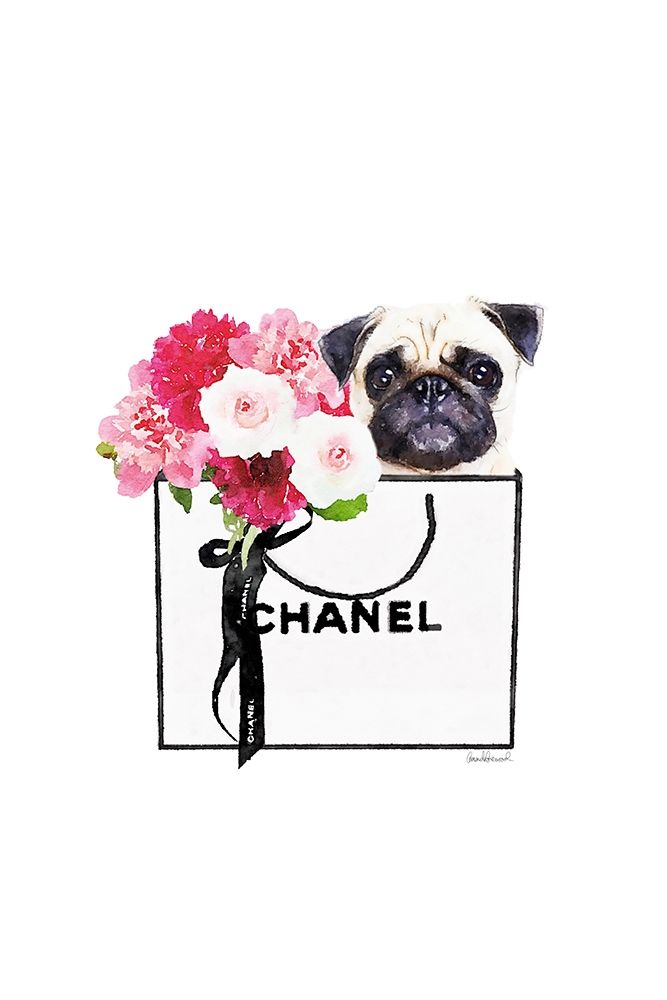 Pug and Shopping  art print by Amanda Greenwood for $57.95 CAD