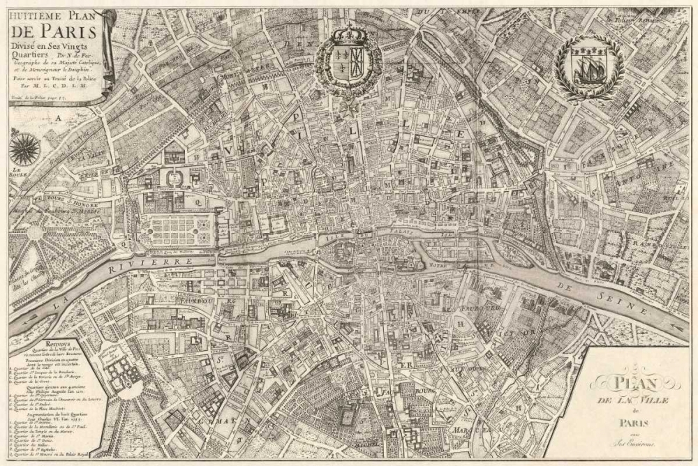 Plan de la Ville de Paris 1715 art print by Nicolas De Fer for $57.95 CAD