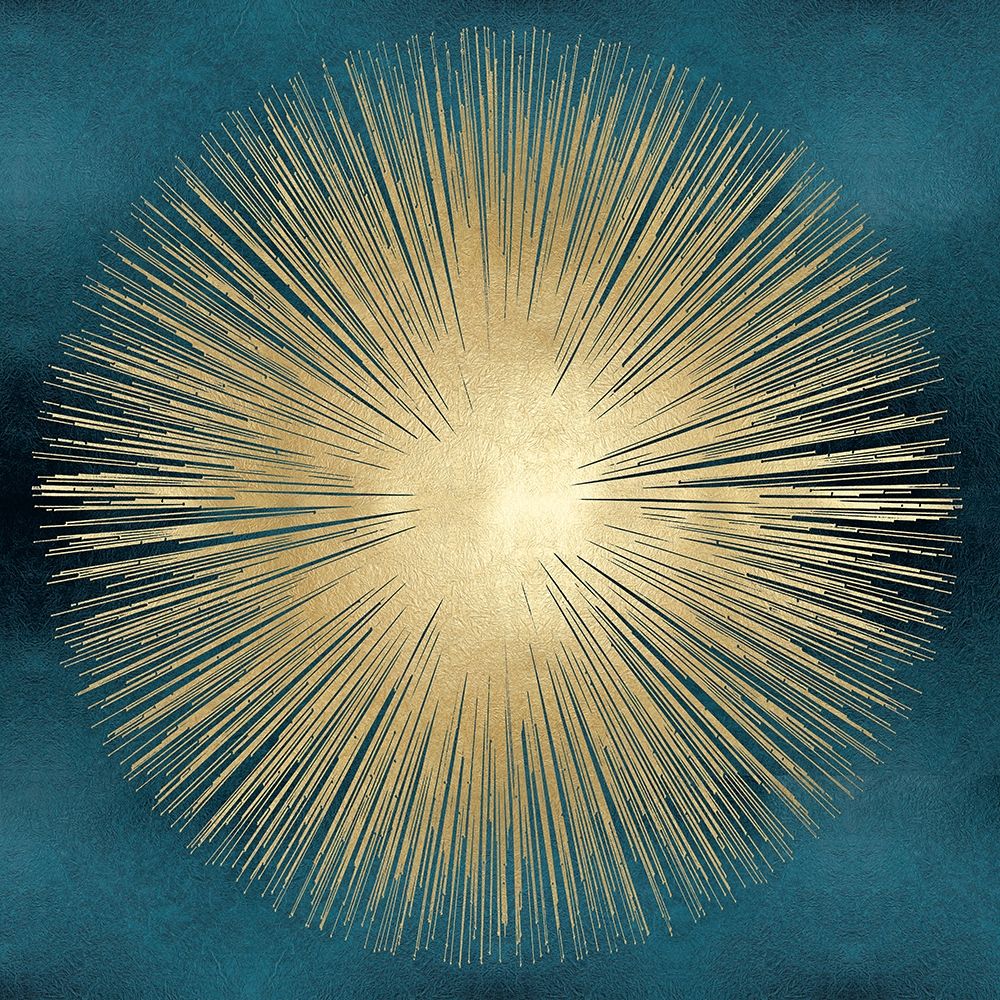 Sunburst Gold on Teal I art print by Abby Young for $57.95 CAD