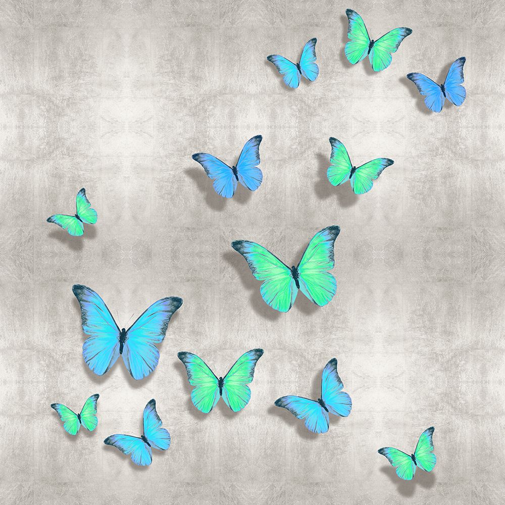 Butterflies Blue on Silver I art print by Tina Blakely for $57.95 CAD