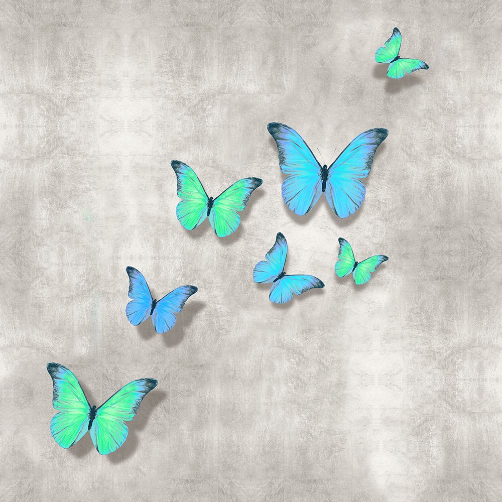 Butterflies Blue on Silver II art print by Tina Blakely for $57.95 CAD