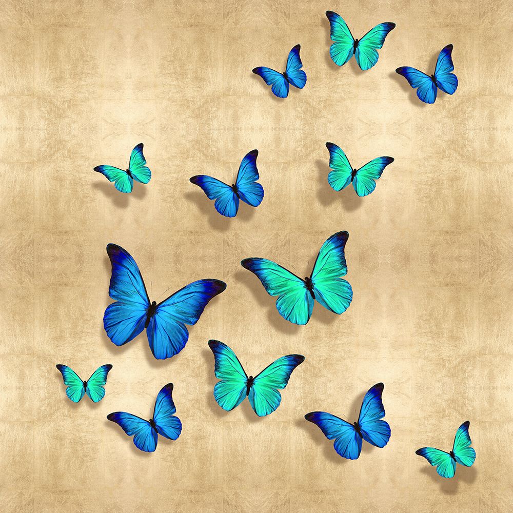 Butterflies Blue on Gold I art print by Tina Blakely for $57.95 CAD