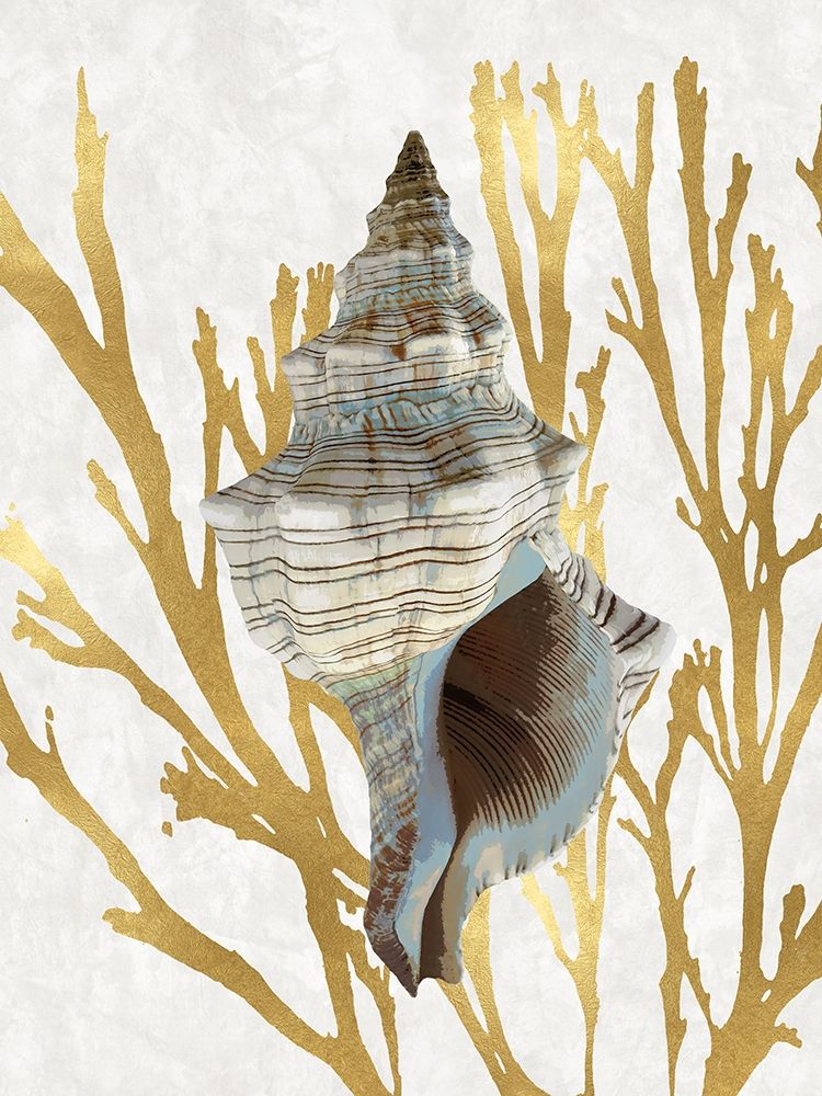 Shell Coral Gold III art print by Caroline Kelly for $57.95 CAD