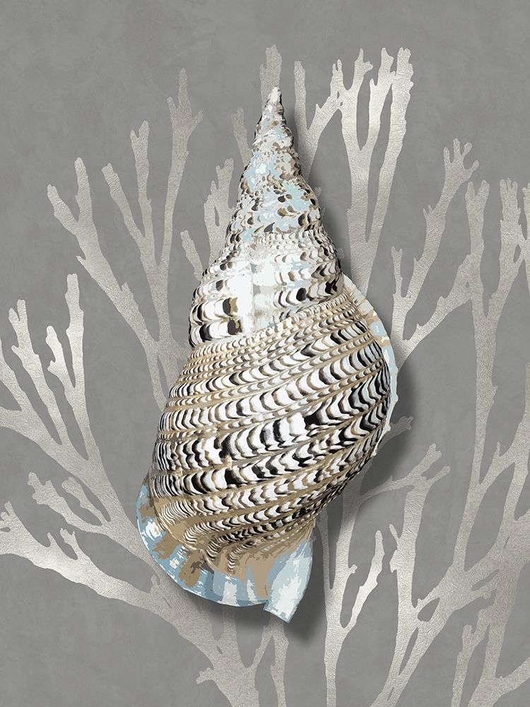 Shell Coral Silver on Gray I art print by Caroline Kelly for $57.95 CAD