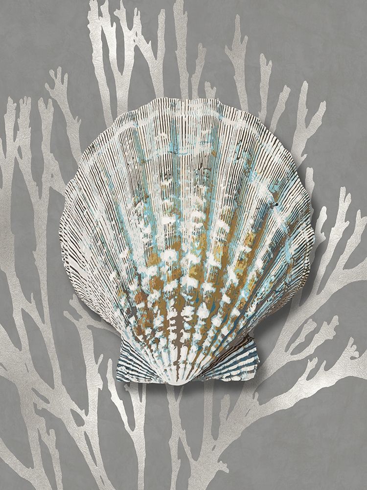 Shell Coral Silver on Gray IV art print by Caroline Kelly for $57.95 CAD