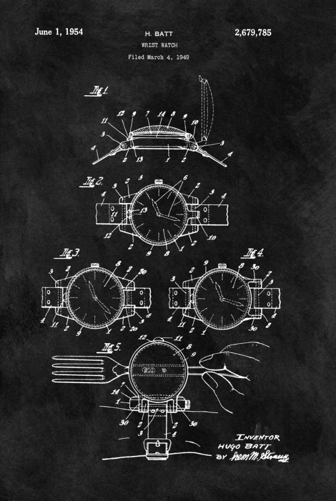 Wrist Watch - 1949- Black art print by Dan Sproul for $57.95 CAD