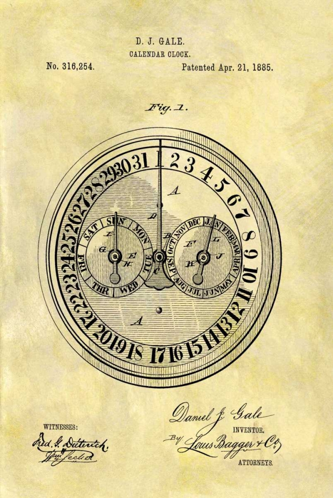 Calendar Clock - 1885 art print by Dan Sproul for $57.95 CAD