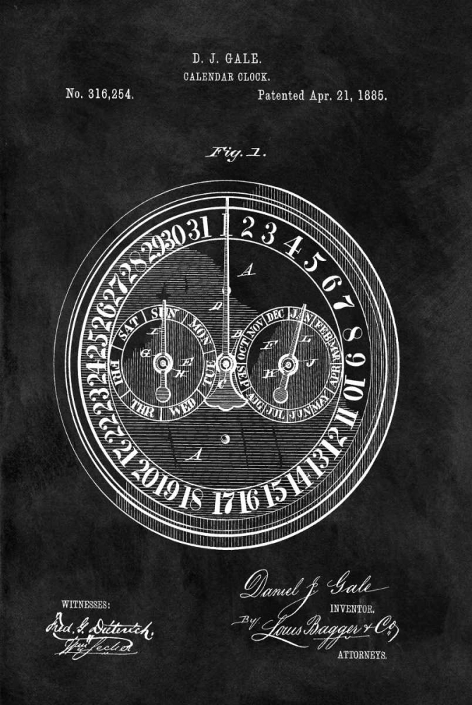 Calendar Clock - 1885-Black art print by Dan Sproul for $57.95 CAD
