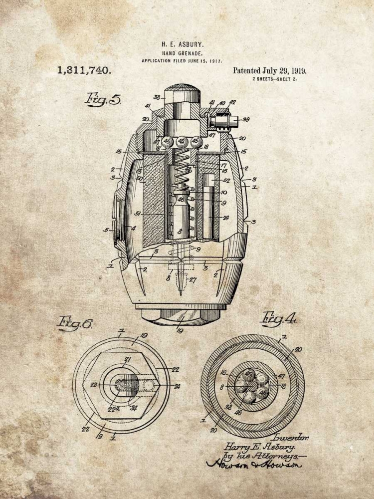 Hand Grenade - 1919 art print by Dan Sproul for $57.95 CAD