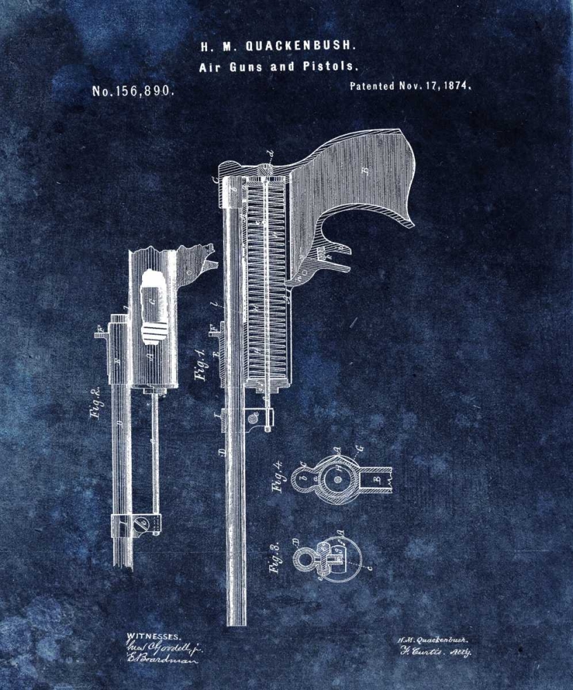 Air Guns and Pistols - 1874- Blue art print by Dan Sproul for $57.95 CAD