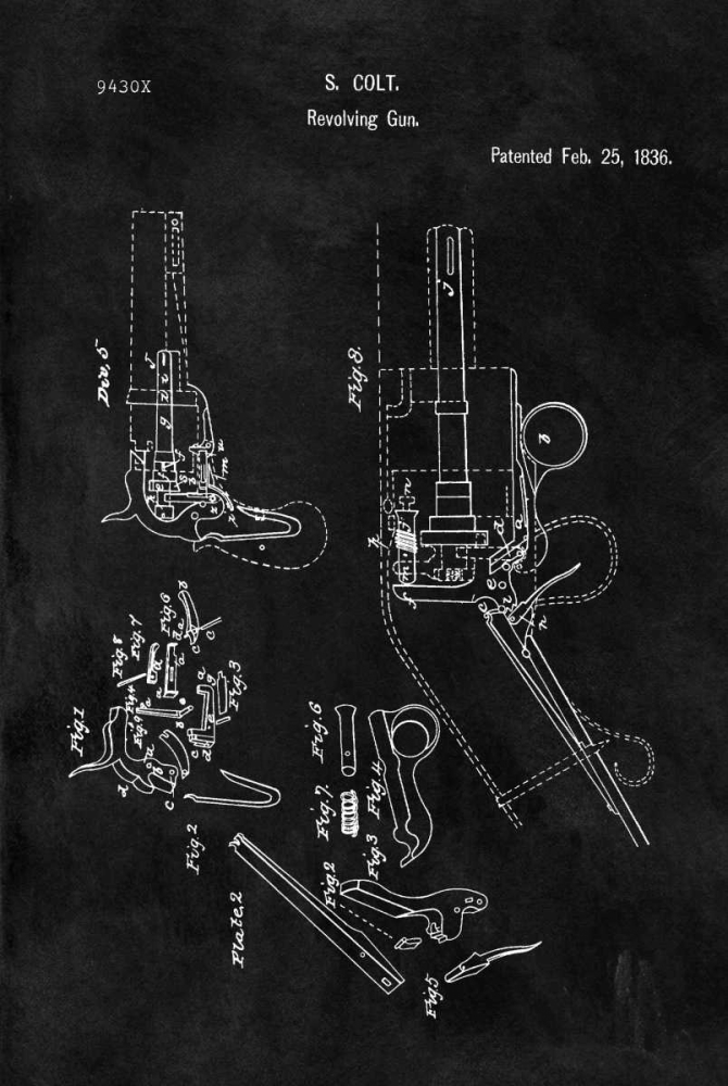 Colt-Revolving Gun - 1836-Black art print by Dan Sproul for $57.95 CAD