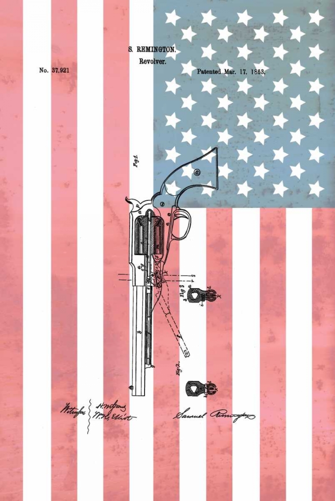 Remington Revolver and Flag - 186 art print by Dan Sproul for $57.95 CAD