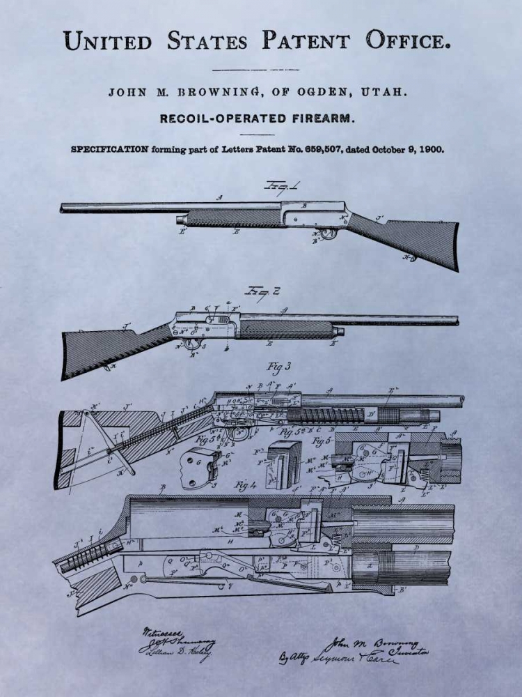 Browning Recoil Firearm - 1900 art print by Dan Sproul for $57.95 CAD