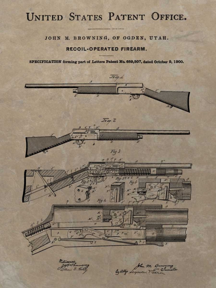 Browning Recoil Firearm - 1900- art print by Dan Sproul for $57.95 CAD