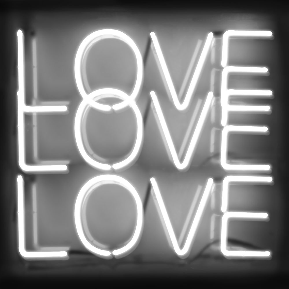 Neon Love Love Love WB art print by Hailey Carr for $57.95 CAD