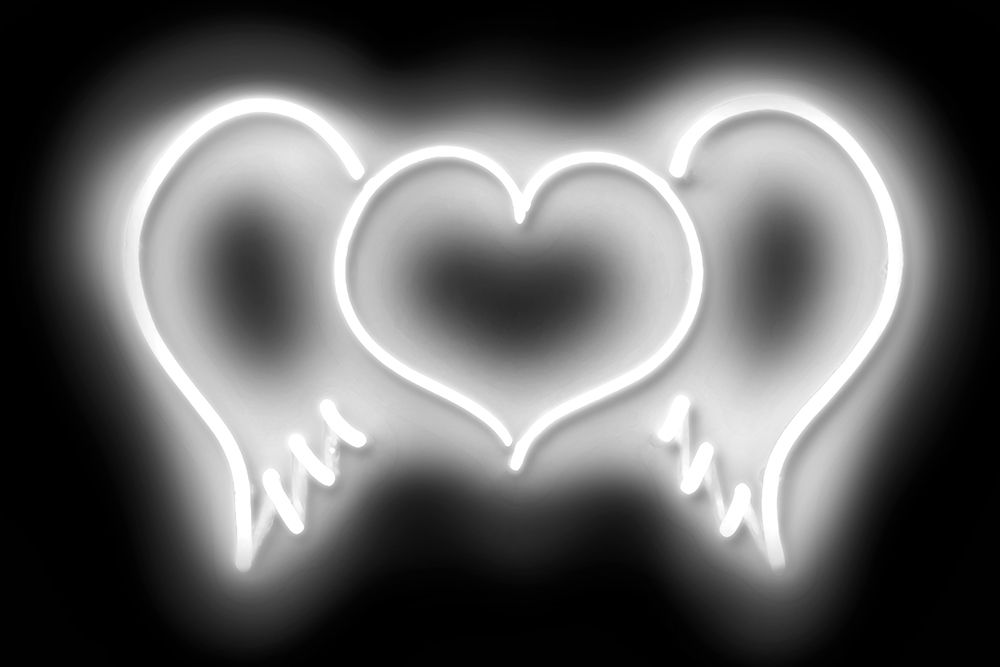Neon Heart Wings WB art print by Hailey Carr for $57.95 CAD