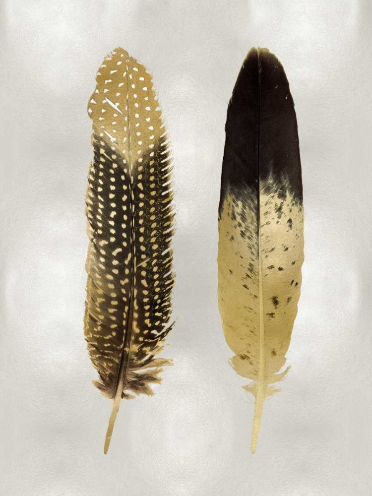 Gold Feather Pair on Silver art print by Julia Bosco for $57.95 CAD