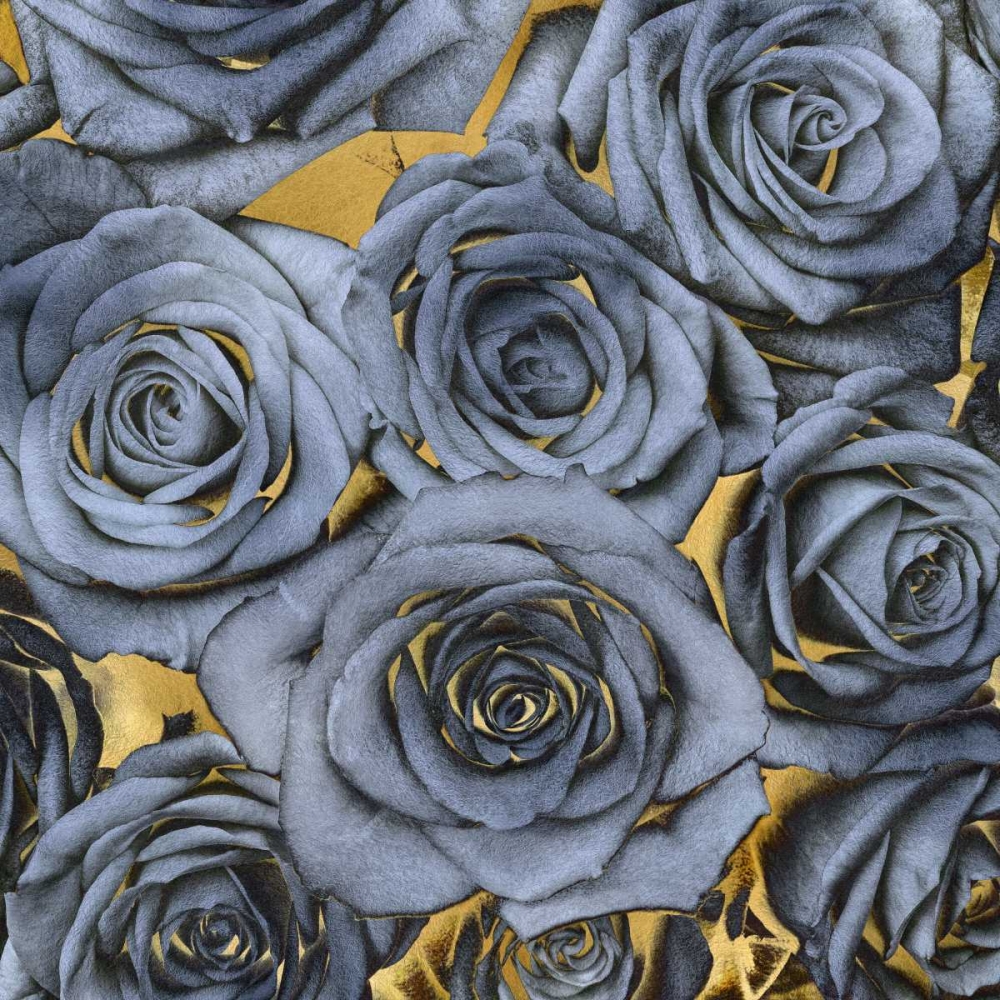 Roses - Blue on Gold art print by Kate Bennett for $57.95 CAD