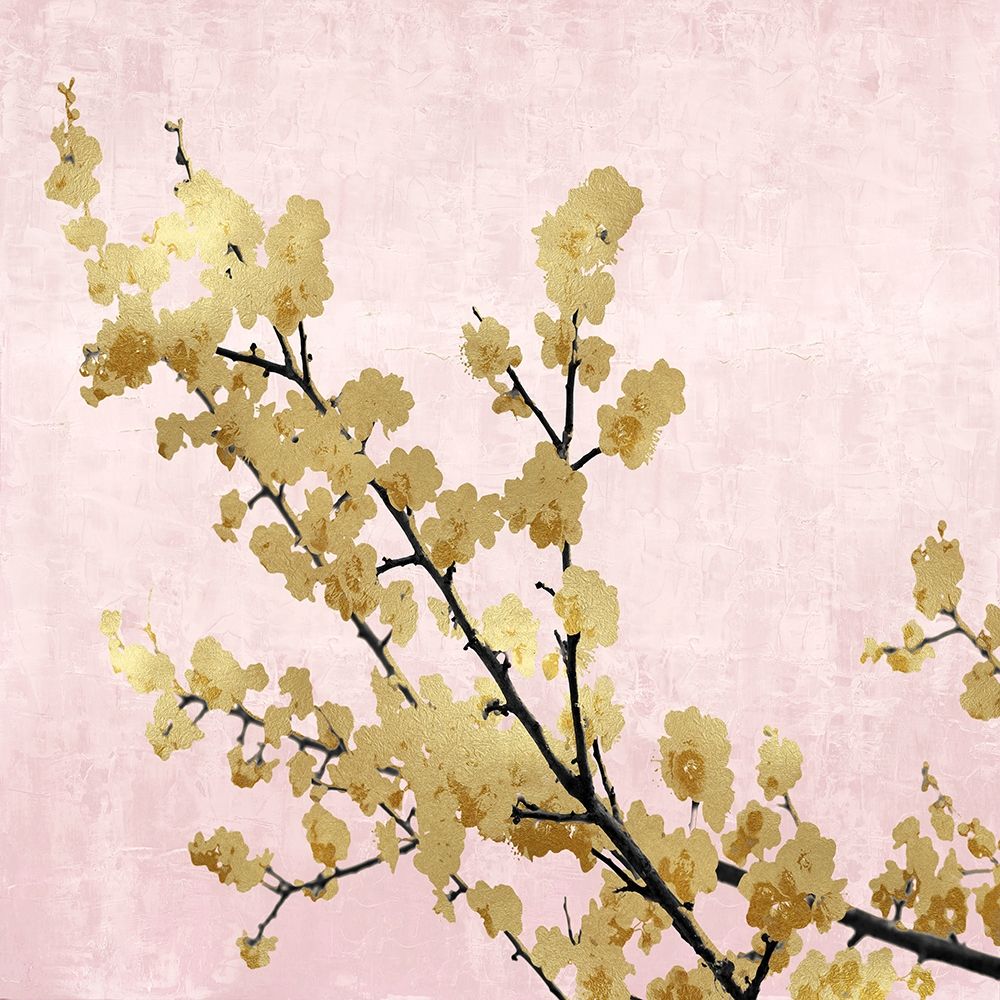 Gold Blossoms on Pink I art print by Kate Bennett for $57.95 CAD