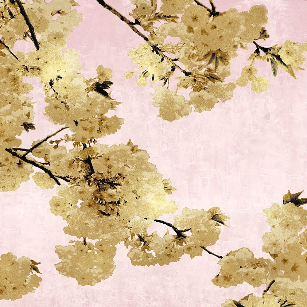 Gold Blossoms on Pink III art print by Kate Bennett for $57.95 CAD