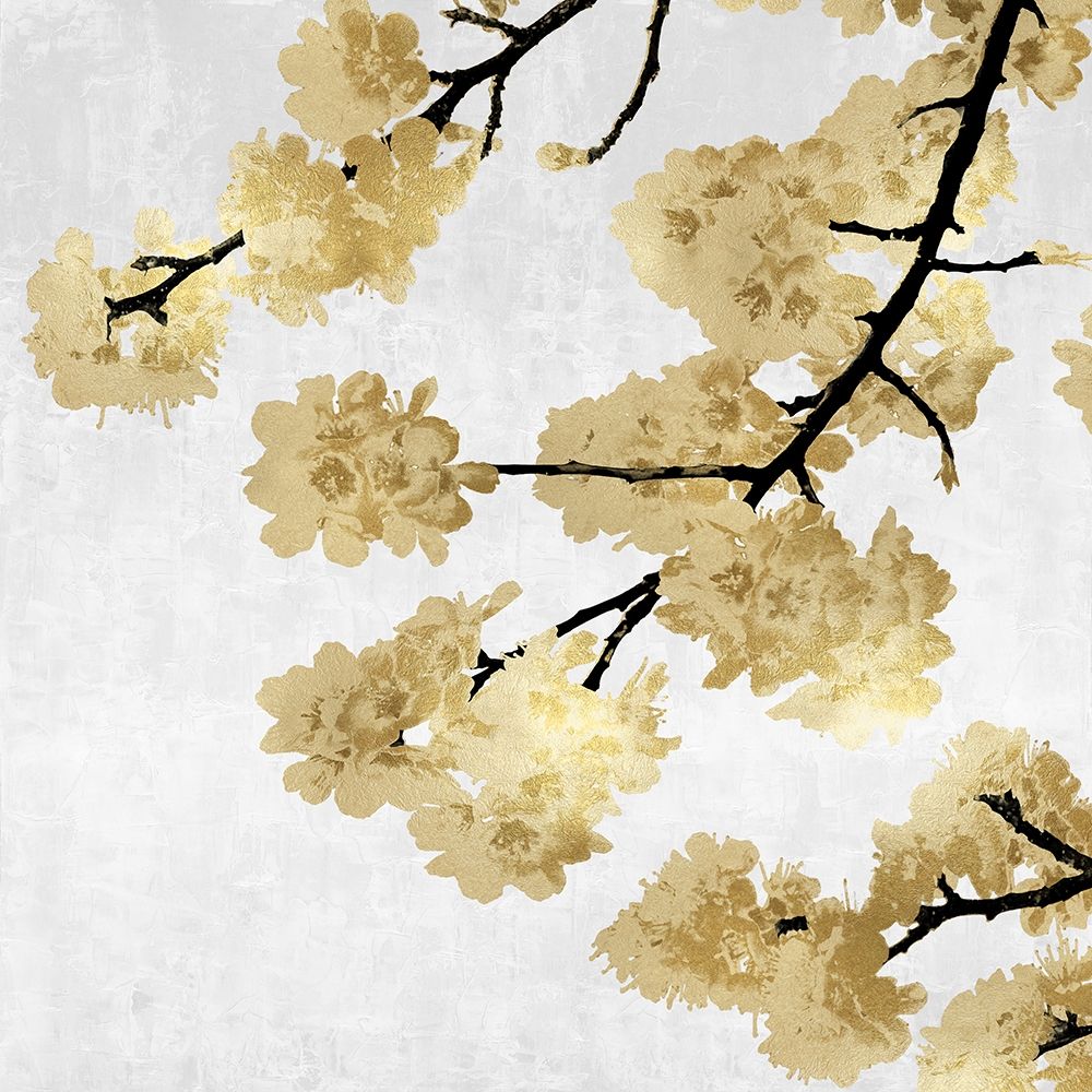 Gold Blossoms on White II art print by Kate Bennett for $57.95 CAD