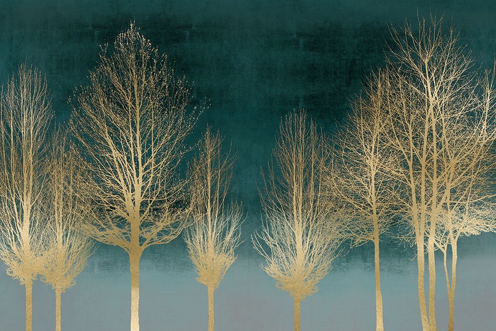 Gold Forest on Teal art print by Kate Bennett for $57.95 CAD