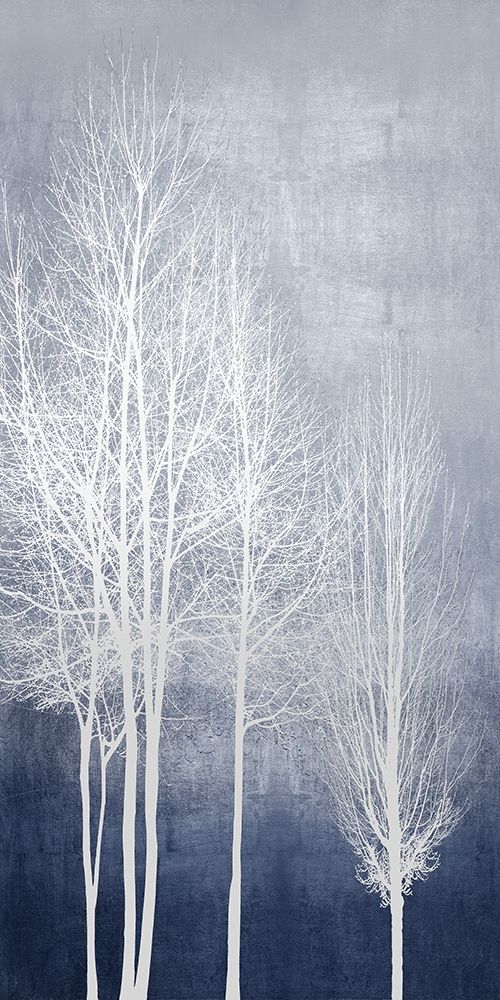 White Trees on Blue Panel I art print by Kate Bennett for $57.95 CAD