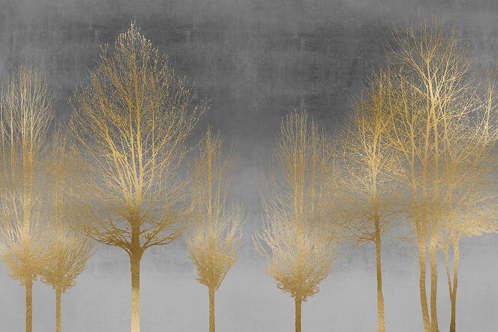 Gold Forest on Gray art print by Kate Bennett for $57.95 CAD