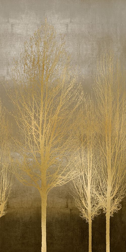 Gold Trees on Brown Panel II art print by Kate Bennett for $57.95 CAD