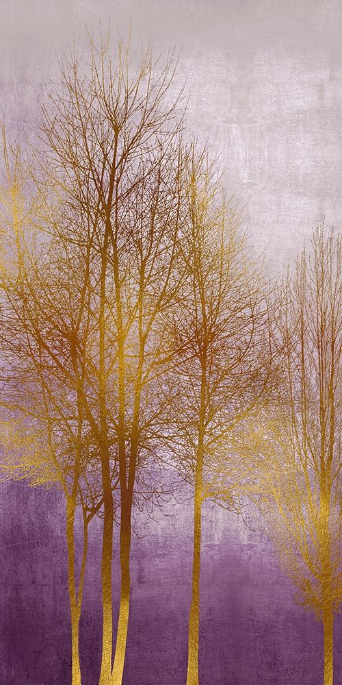 Gold Trees on Purple Panel II art print by Kate Bennett for $57.95 CAD