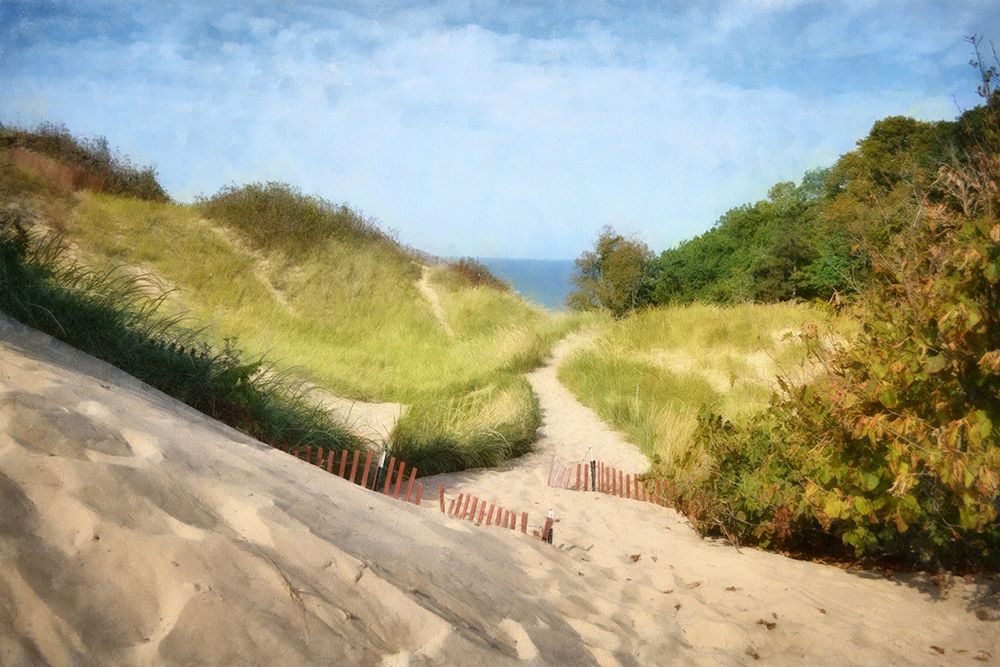 Lake Michigan Coastal Dune Path  art print by Michelle Calkins for $57.95 CAD