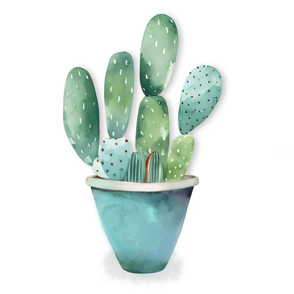 Blue Pot Cactus art print by Amber Clarkson for $57.95 CAD
