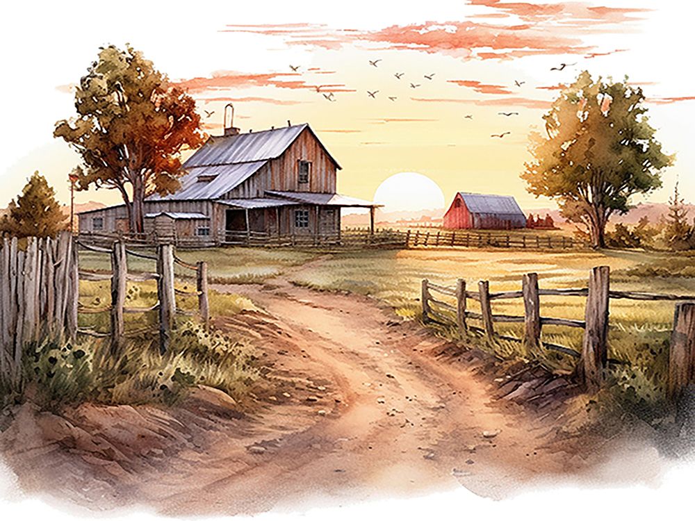 Sunset Barn art print by Amber Clarkson for $57.95 CAD