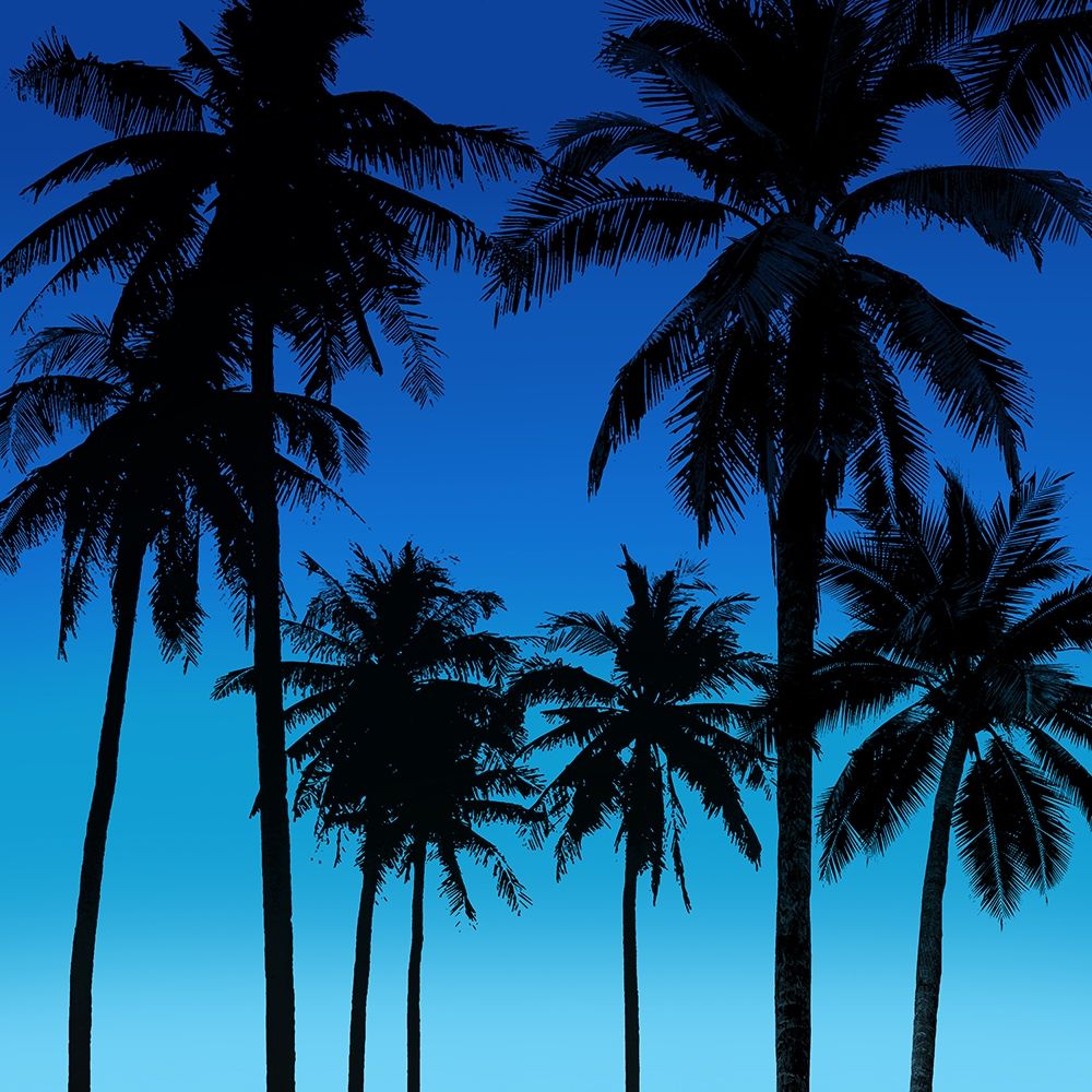 Palms Black on Blue I art print by Mia Jensen for $57.95 CAD