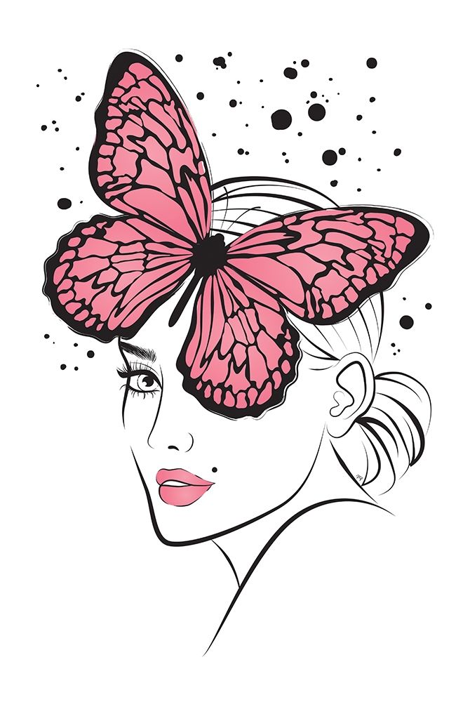 Lady Butterfly Pink art print by Martina Pavlova for $57.95 CAD