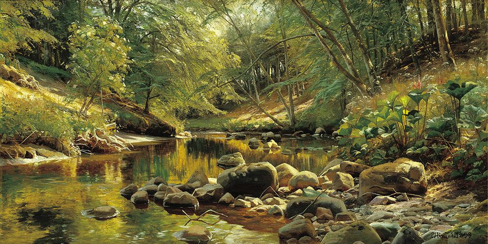A Woodland River in Summer art print by Peder Monsted for $57.95 CAD