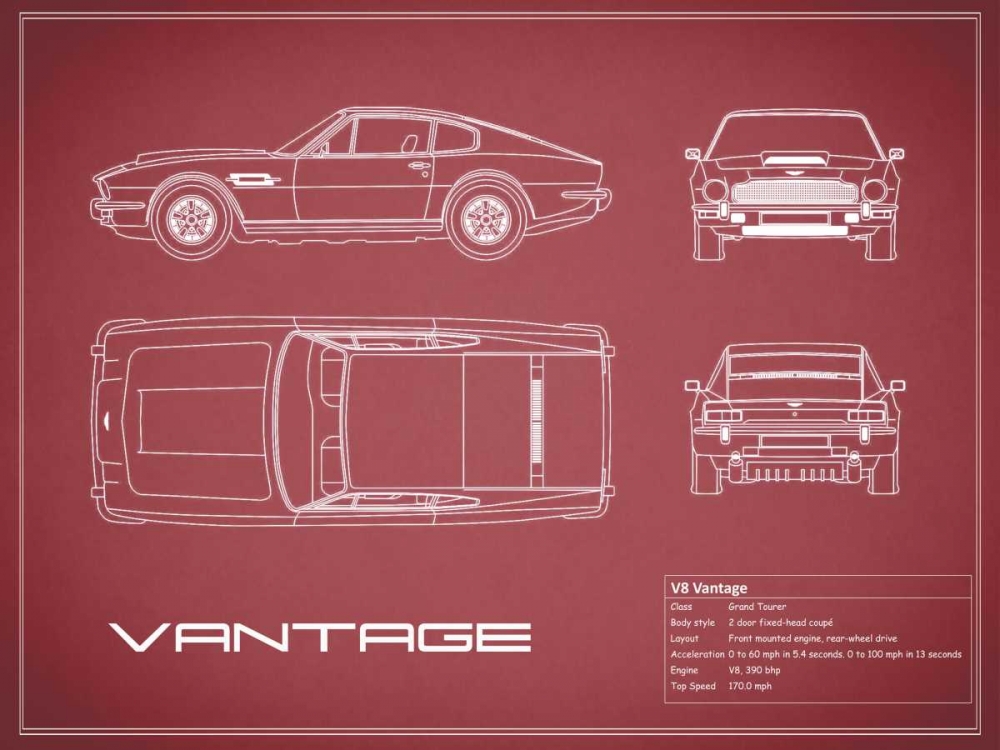 Aston V8 Vantage-Maroon art print by Mark Rogan for $57.95 CAD