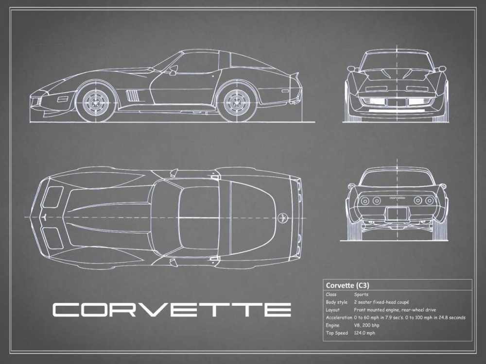 Corvette C3-Grey art print by Mark Rogan for $57.95 CAD