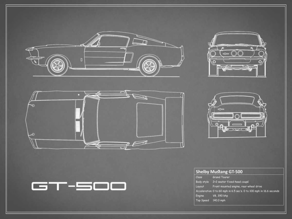Shelby Mustang GT500-Grey art print by Mark Rogan for $57.95 CAD