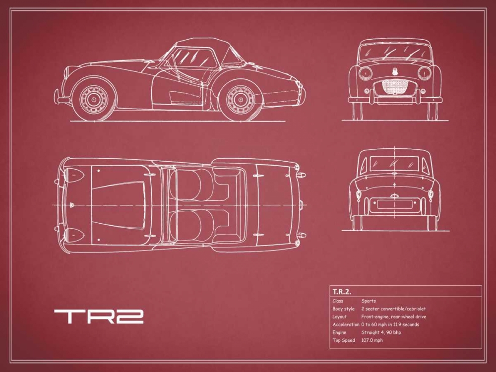 Triumph TR2-Maroon art print by Mark Rogan for $57.95 CAD
