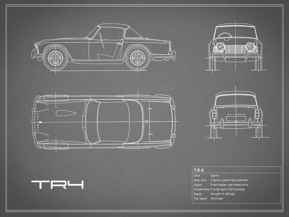 Triumph TR4-Grey art print by Mark Rogan for $57.95 CAD