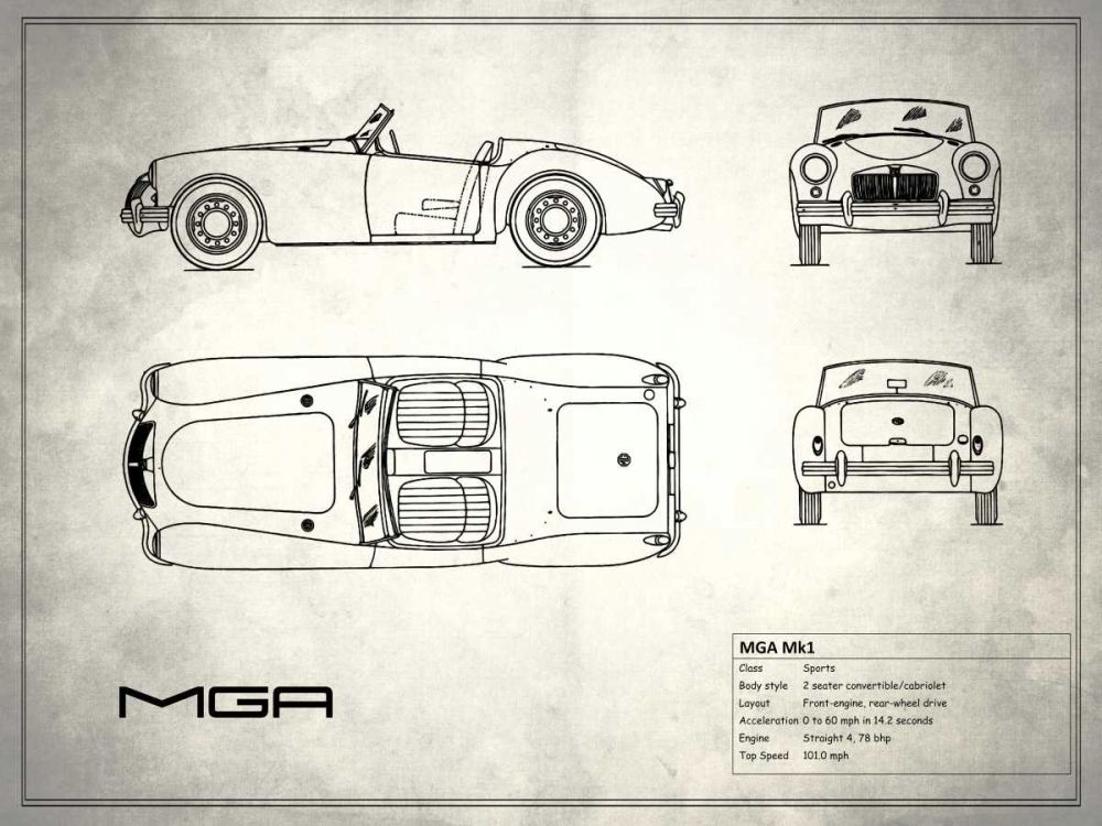 MG MGA White art print by Mark Rogan for $57.95 CAD