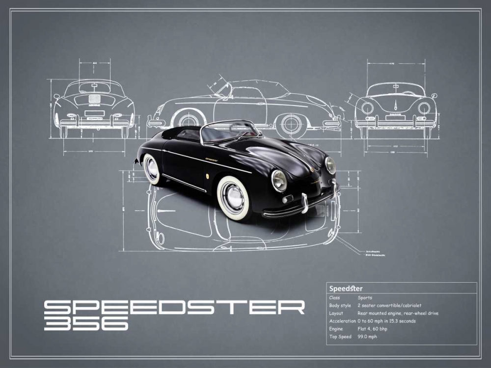 Porsche Speedster 1959 White art print by Mark Rogan for $57.95 CAD