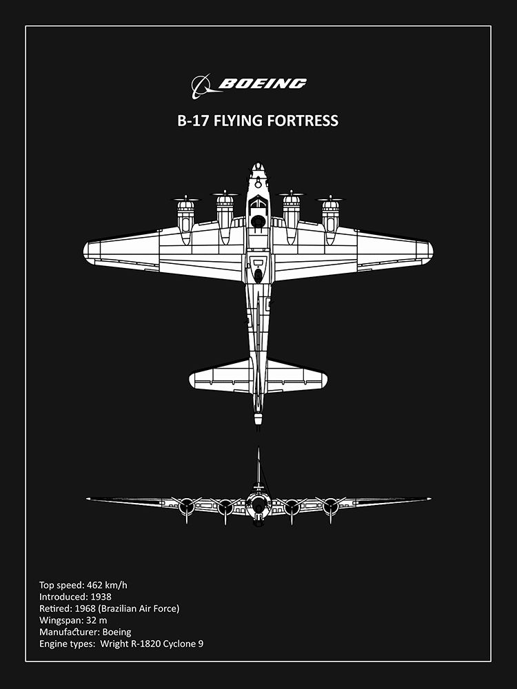 BP B17 FlyingFortress Black  art print by Mark Rogan for $57.95 CAD