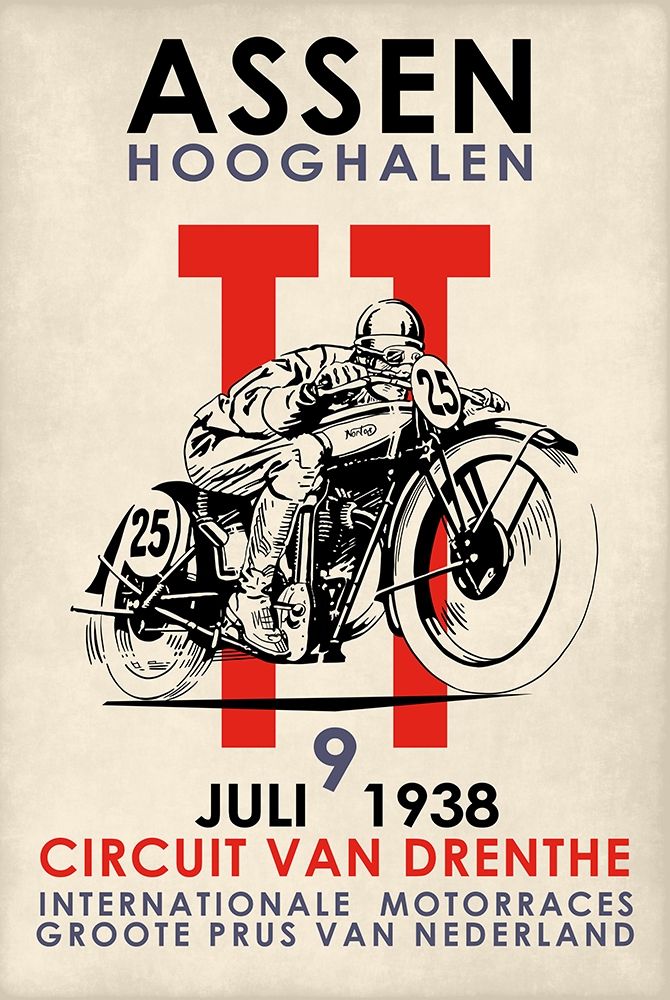 Assen TT Motorcycle Races 1938 art print by Mark Rogan for $57.95 CAD