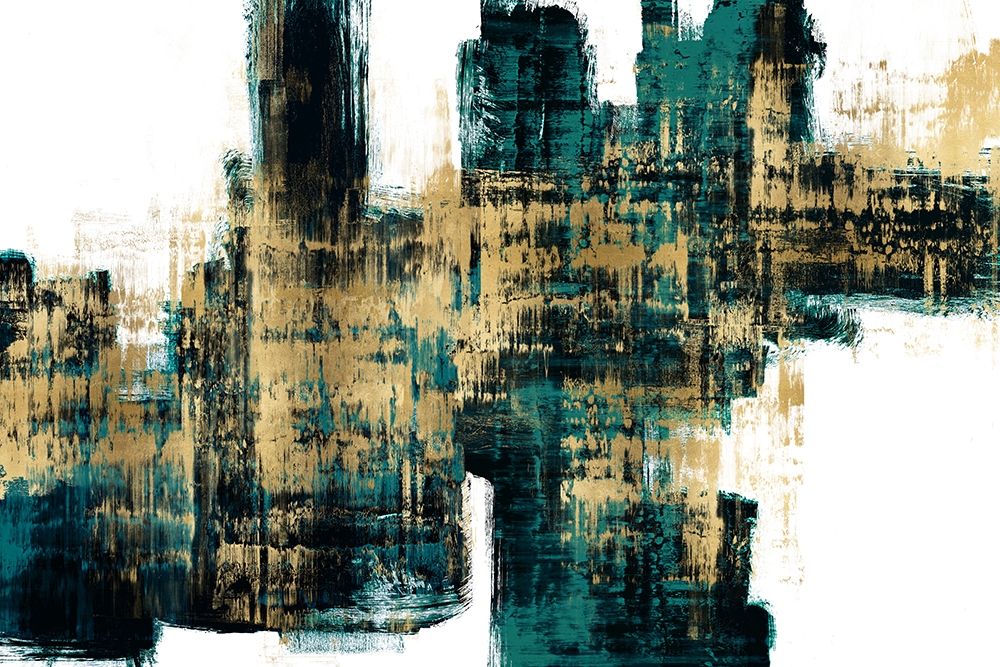 Vibrant Gold on Teal art print by Alex Wise for $57.95 CAD